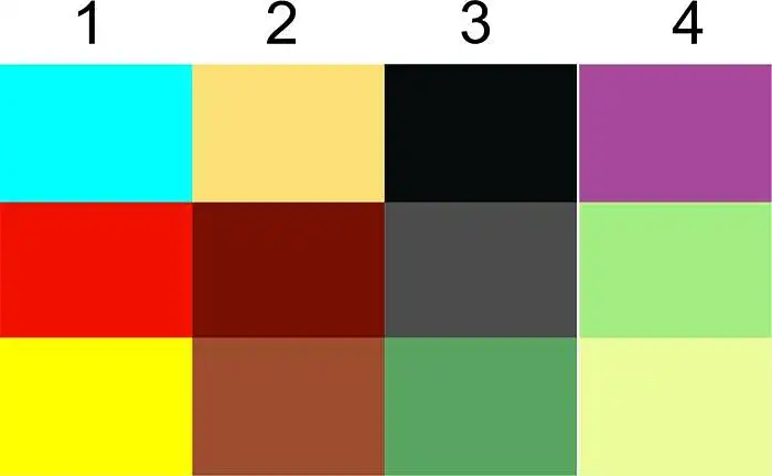 Kuriame stulpelyje esančios spalvos labiau traukia dėmesį?