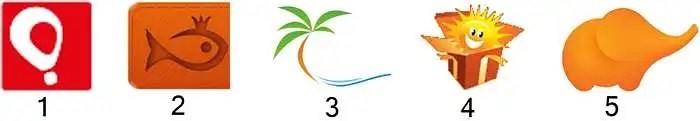8. Kuris iš šių pavaizduotų logotipų fragmentų asocijuojasi su dovanų portalu „Dovanų sala“?