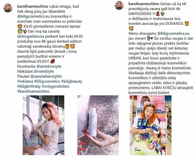 15.	Įvertinkite Karolinos Meschino „Kilig“ prekinio ženklo reklamą pagal pateiktus teiginius.
