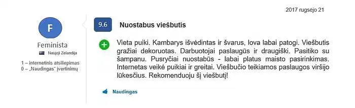 Įsivaizduokite, kad planuojate kelionę ir tinklalapyje www.booking.com ieškote viešbučio. Jus sudomina viešbutis Y. Jūs perskaitote žemiau pateiktą internetinį atsiliepimą apie jį: 