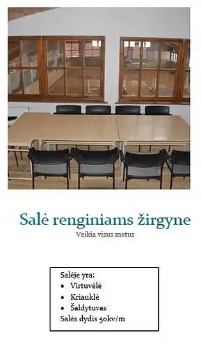 Salė renginiams žirgyne