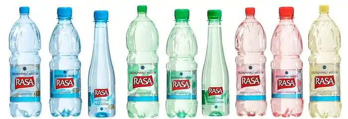 Ar žinote ką reiškia skirtingos natūralaus mineralinio vandens "RASA" butelių spalvos parduotuvėje ? 