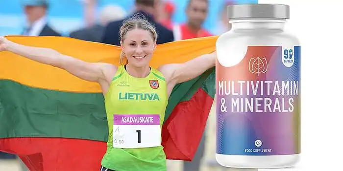 Žemiau pateiktame paveiksle – sportininkė Laura Asadauskaitė reklamuoja vitaminus. Po paveikslu yra pateikta visa eilė apibūdinimų , kurių pagalba norime sužinoti Jūsų nuomonę apie pateiktą sportininkę. Prašome pasirinkti skaičių, kuris geriausiai atspindėtų Jūsų nuomonę, kai 1 atspindi atsakymą kairėje, o 7 – dešinėje: 