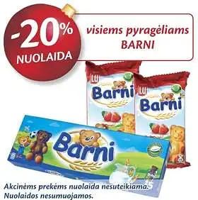 Kaip Jums atrodo, kuo yra patraukli mažam vaikui biskvitinio pyragėlio“BARNI” reklama spaudoje? (Galimi keli atsakymų variantai)