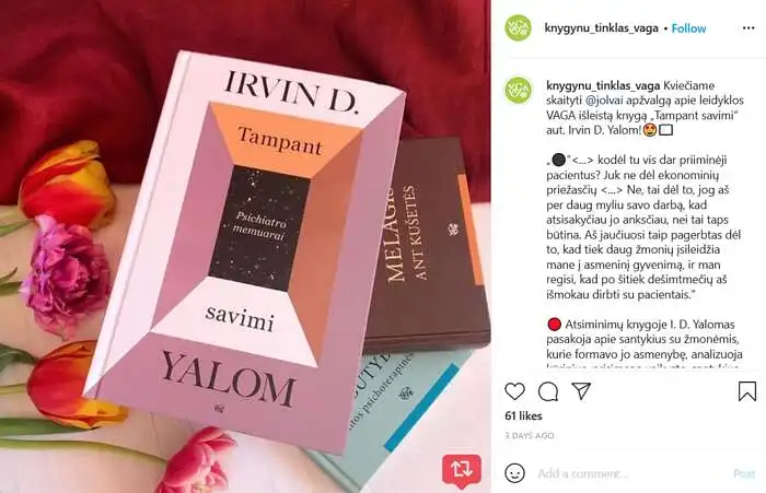 Leidyklos „VAGA“ įrašas  „Instagram“ 