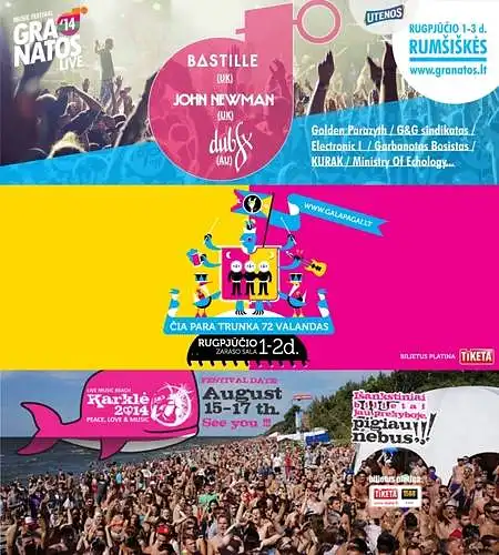 6. Kaip įvertintumėte muzikos festivalio "Granatos live" reklamą (1pav.) lyginant su kitų muzikos festivalių (2,3 pav.) reklama penkiabalėje sistemoje? (5 labai gerai, 1 labai blogai)