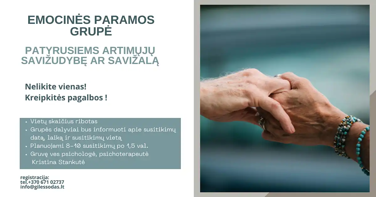 Emocinės paramos grupė patyrusiems artimųjų savižudybę ar savižalą / Prienai 2026