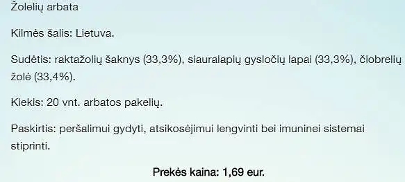 Prekės aprašymas