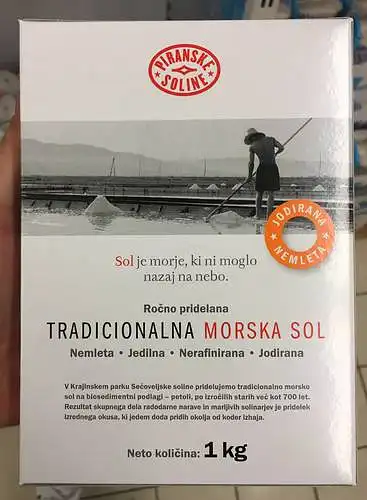 Joduota Jūros druska PIRANSKE 1 KG (dėžutėje) 