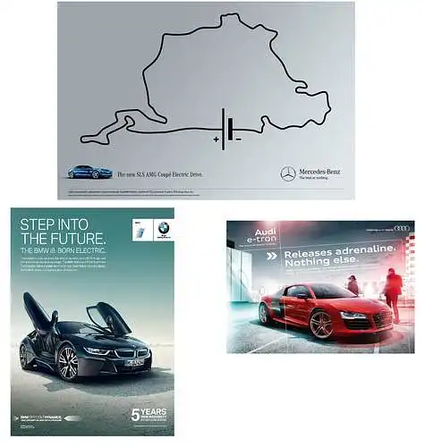 Kuri iš prekinių ženklų reklamų Jums labiausiai atskleidžia sportinio ELEKTROmobilio idėją?