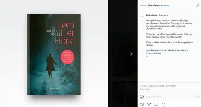 Leidyklos „Baltos lankos“ įrašas „Instagram"