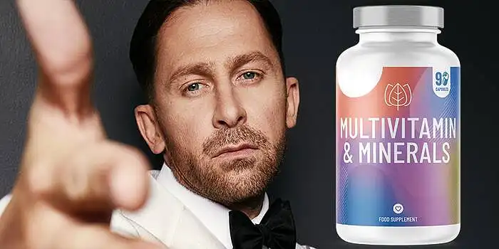 Žemiau pateiktame paveiksle – atlikėjas Egidijus Dragūnas reklamuoja vitaminus. Po paveikslu yra pateikta visa eilė apibūdinimų , kurių pagalba norime sužinoti Jūsų nuomonę apie pateiktą atlikėją. Prašome pasirinkti skaičių, kuris geriausiai atspindėtų Jūsų nuomonę, kai 1 atspindi atsakymą kairėje, o 7 – dešinėje: 
