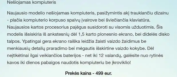 Prekės aprašymas