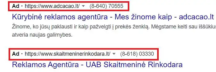 Paieškos variklių tekstinės paieškos skelbimus