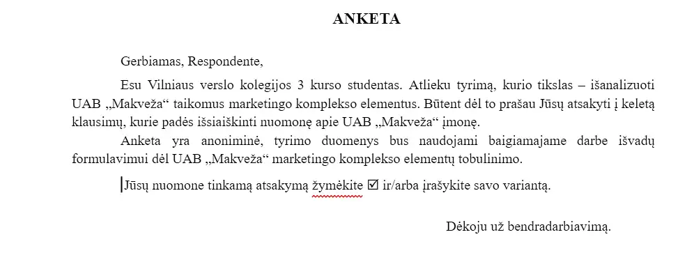 UAB "MOKI VEŽI" Marketingo komplekso tobulinimo tyrimas