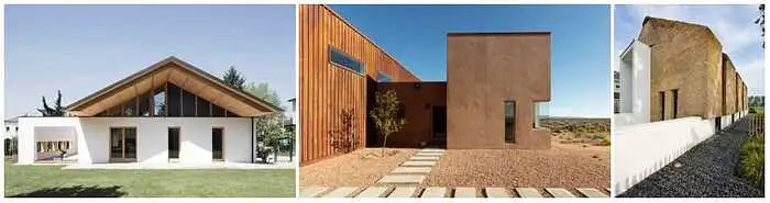 11. Įvertinkite architektūros tendenciją, kurioje dominuoja vietinės, natūralios medžiagos (šiaudai-molis, kanapių betonas ir pan.), tačiau kuriama šiuolaikiška išraiška.