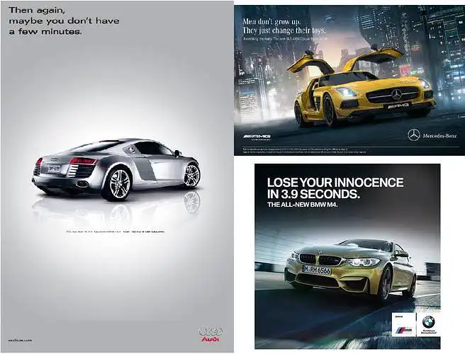 Kuri iš prekinių ženklų reklamų Jums labiausiai atskleidžia sportinio automobilio idėją?