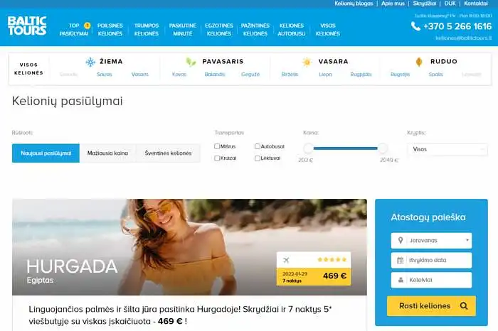 Į ką pirmiausiai atkreipiate dėmesį pamatę BALTIC TOURS internetinės svetainės pagrindinį puslapį?