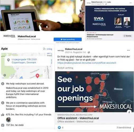 6. Įvertinkite nuo 1 iki 5 ,,MakesYoulocal“ Facebook paskyros turinį. (žr. nuotrauką ar/ir  linką: https://www.facebook.com/MakesYouLocal)