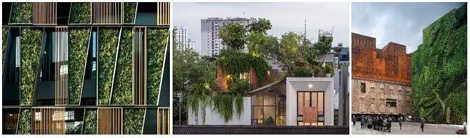 13. Įvertinkite architektūros tendenciją, kurioje dominuoja žaluma (apželdinti fasadai, stogai ar kitaip integruoti augalai).