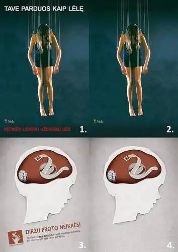 10. Pažymėkite, kurios dvi reklamos Jums atrodo efektyviausios?