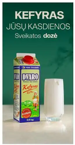Reklama A - vertinamas tekstas: "Kefyras jūsų kasdienos sveikatos dozė"