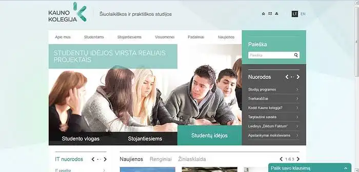Ar jus tenkina Kauno kolegijos internetinis puslapis ? ar viską randate ko ieškote ? kokius įžvelgiate trūkumus bei privalumus šio puslapio