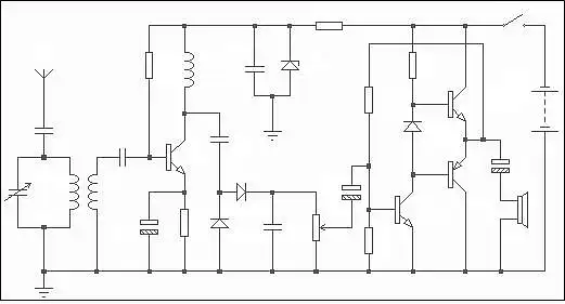 22. Kurių prietaisų nėra šioje elektros grandinėje?