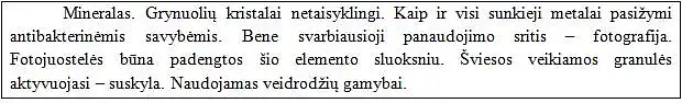 35. Apie kurį elementą rašoma šaltinyje?