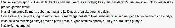 4 situacija. Esate susidomėję "Audimas" prekės ženklu. Norite įsitikinti jų kokybe, todėl nusprendėte internete paieškoti kitų vartotojų atsiliepimų. Kokia Jūsų reakcija ir tolimesni veiksmai vyks, perskaičius žemiau nurodytą atsiliepimą?