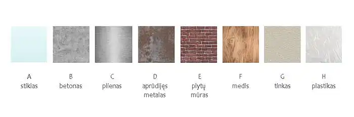 9. Kokias asociacijas kelia skirtingas paviršių medžiagiškumas (atsakymą pateikite skalėje: karas -2, -1, neutralu, +1, +2 taika)?