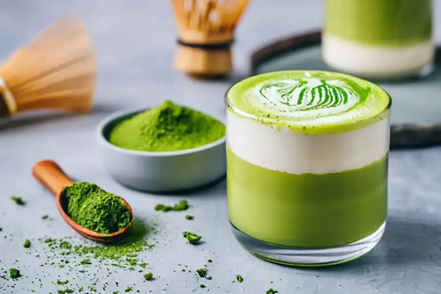 Braškių matcha latte