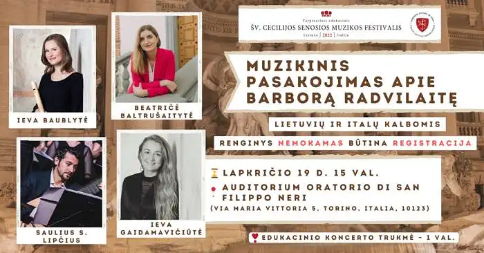 Edukacinis koncertas „Muzikinis pasakojimas apie Barborą Radvilaitę“ / Concerto educativo „Racconto musicale di Barbora Radvilaitė“