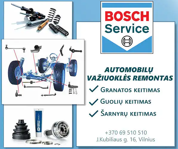 Automobilių servisas Vilniuje BOSCH teiraujasi apie automobilių važiuoklės remontą