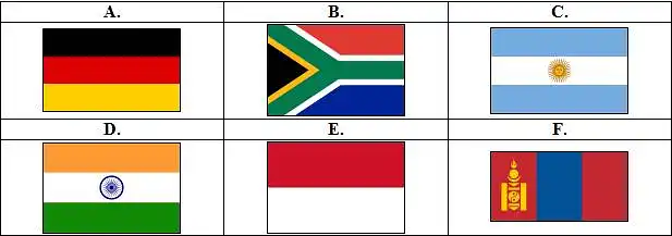 3. Kurių valstybių vėliavos pavaizduotos?