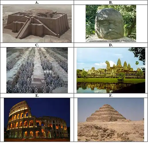 9. Kurioms civilizacijoms (valstybėms) būdingi šie architektūriniai palikimai?