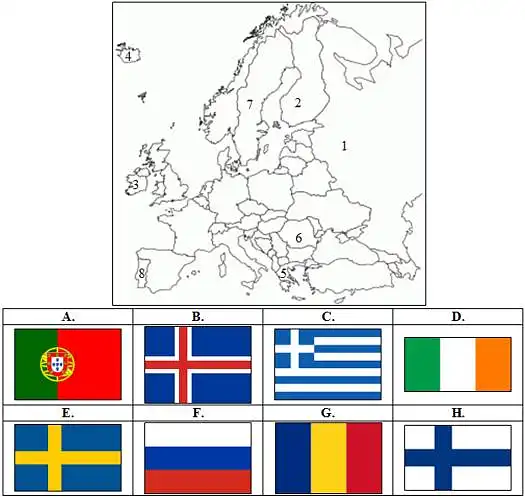 11. Kurių žemėlapio valstybių vėliavos pavaizduotos?