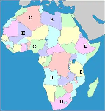 29. Kurios Afrikos valstybės pažymėtos žemėlapyje?