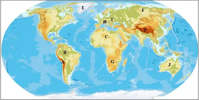 23. Kurie gamtinės geografijos objektai pažymėti žemėlapyje?